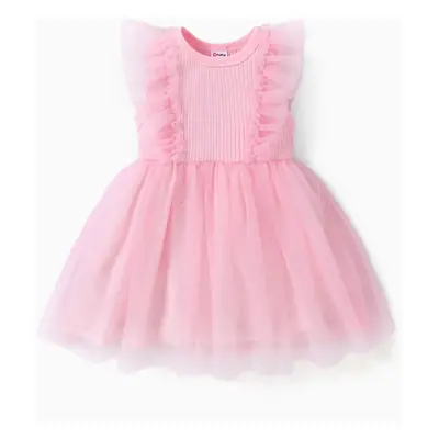 Baby Girl Ruffled Mesh Splice Dress