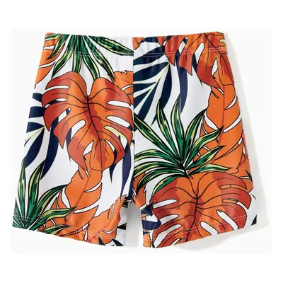 Family Matching Tropical Plant Print Two-piece Swimsuit and Swim Trunks Shorts