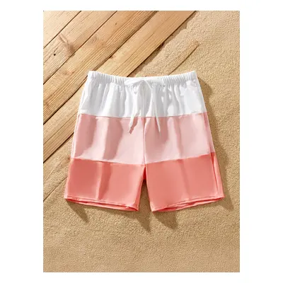 Family Matching Gradient Color Swim Trunks or 3D Flower Ornament One-Piece Swimsuit