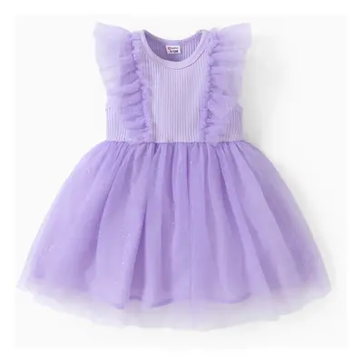 Baby Girl Ruffled Mesh Splice Dress