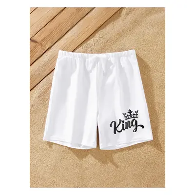 Family Matching Letter Printed Drawstring Swim Trunks or Bow Pattern Strap Swimsuit