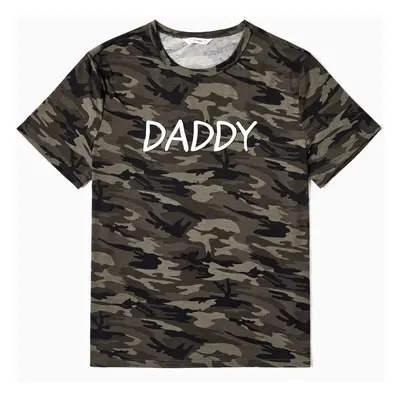 Family Matching Camo Letter Printed Short Sleeves Tops