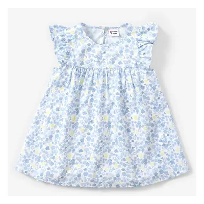 Baby Girl Sweet Flutter-sleeve Floral Dress