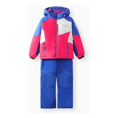 2PCS Kid Girl Color Blocking Design Sporty Zipper Set