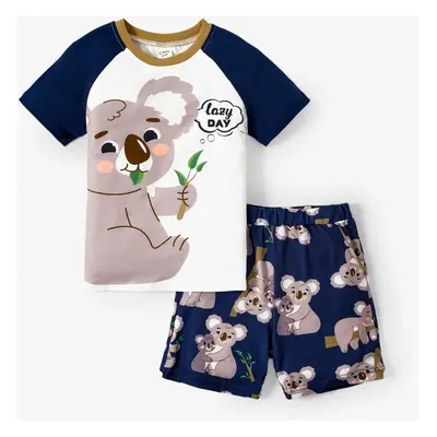 Family Matching Raglan Short Sleeves Koala Bear Pajamas Sets