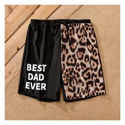 Family Matching Leopard & Black Spliced One Shoulder One-piece Swimsuit or Letter Graphic Swim T