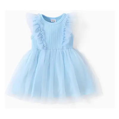 Baby Girl Ruffled Mesh Splice Dress