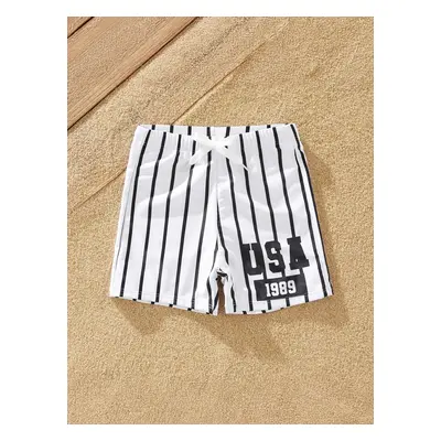 Family Matching Stripe Drawstring Swim Trunks or One-Piece Swimwear