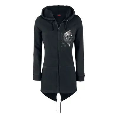 Spiral Pocket Kitten Hooded zip black