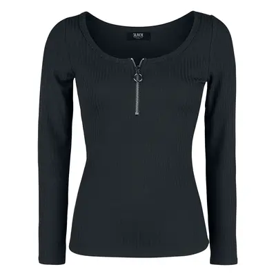 Black Premium by EMP Black Long-Sleeve Top with Zip at Neckline Long-sleeve Shirt black