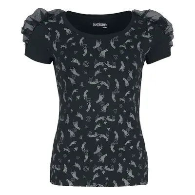 Gothicana by EMP Gathered t-shirt with all-over print T-Shirt black