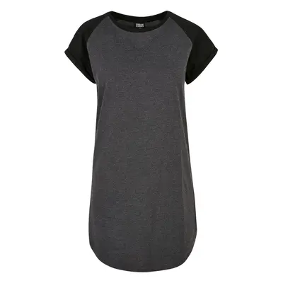 Urban Classics Ladies’ contrast raglan tee dress Short dress black grey