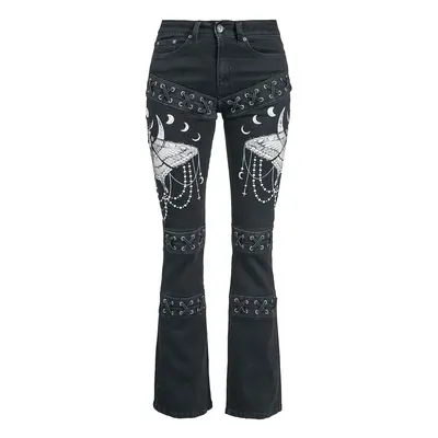 Gothicana by EMP Grace - Jeans with Elaborate Prints and Lacing Jeans black