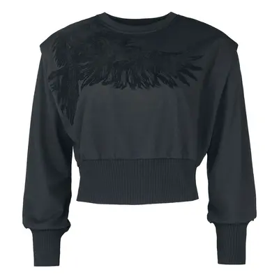 Black Premium by EMP Cropped sweatshirt with raven print Sweatshirt black