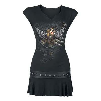 Spiral Steam Punk Ripped Short dress black