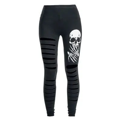 Banned Slashed Skull Leggings black