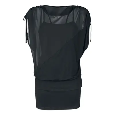 Forplay 2 in 1 Side Sleeve Chiffon Dress T-Shirt black