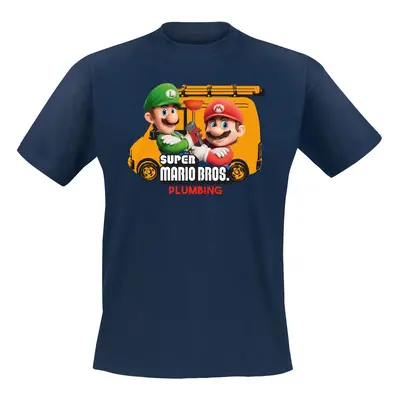 Super Mario Mario Brothers Plumbing T-Shirt blue