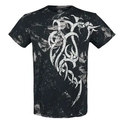 Outer Vision Marble Tattoo T-Shirt black white