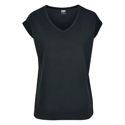 Urban Classics Ladies Round V-Neck Extended Shoulder Tee T-Shirt black