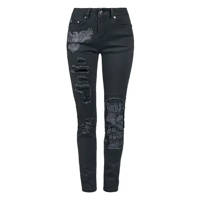 Rock Rebel by EMP Skarlett - Jeans with Prints and Rips Jeans black