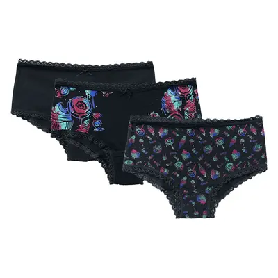 Full Volume by EMP Set of three pairs of underwear with sweets print Underwear black