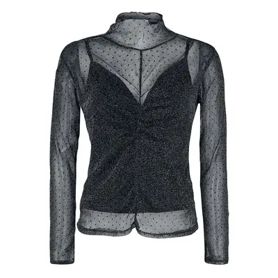 Black Premium by EMP Transparent Longsleeve shirt with dots and silver threads Long-sleeve Shirt