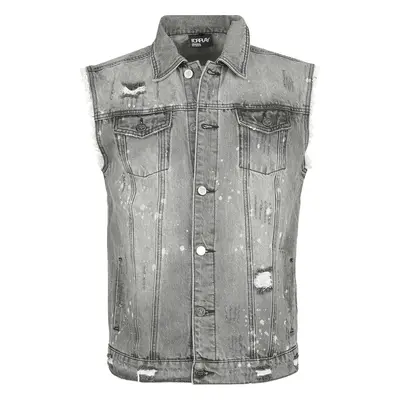 Forplay Destroyed Washed Denim Vest Vest grey