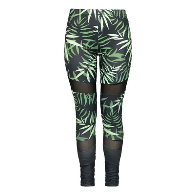 RED by EMP Leggings with bamboo print and mesh inserts Leggings black green