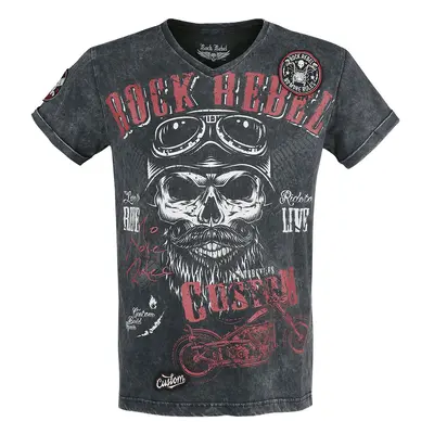 Rock Rebel by EMP Black T-shirt with V-Neckline and Print T-Shirt black