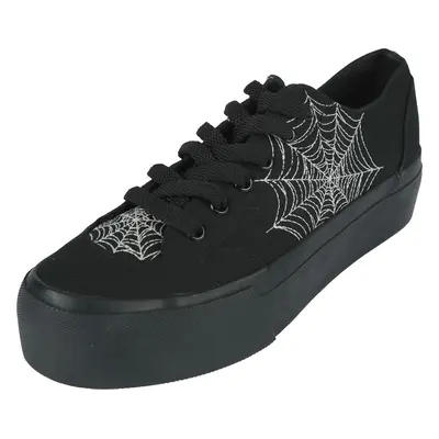 Gothicana by EMP LowCut Plateau Trainers With Spiderweb Embroidery Sneakers black