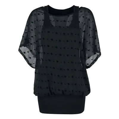 Forplay Double Layer Stars Tee T-Shirt black