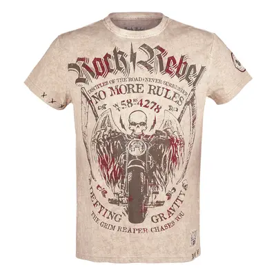 Rock Rebel by EMP Beige T-Shirt with Crew Neck and Print T-Shirt beige