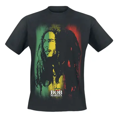 Bob Marley Stare Paint Stripe T-Shirt black