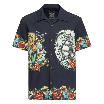 King Kerosin Tropical Hawaiian-style deluxe Short-sleeved Shirt black