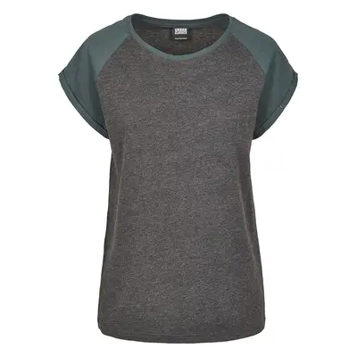 Urban Classics Ladies Contrast Raglan Tee T-Shirt charcoal green