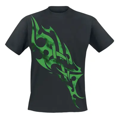 Green Smoky Tribal T-Shirt black