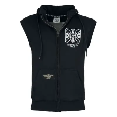 West Coast Choppers WCC OG ATX Sleeveless Zip Hoodie Vest black