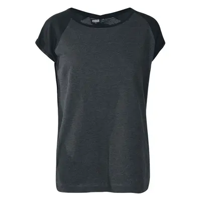 Urban Classics Ladies Contrast Raglan Tee T-Shirt charcoal black