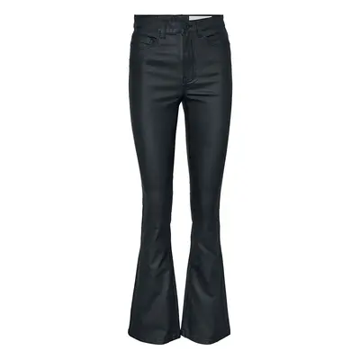 Noisy May Sallie High Waist Flare Coated Trousers Imitation Leather Trousers black