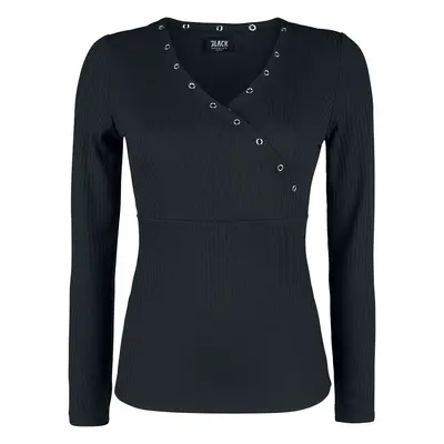 Black Premium by EMP Black Long-Sleeve Shirt with Eyelets and V-Neckline Long-sleeve Shirt black