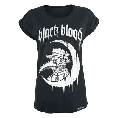 Black Blood by Gothicana T-shirt with crescent moon and plague doctor T-Shirt black