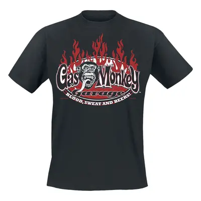 Gas Monkey Garage Blood, sweat and red flames T-Shirt black