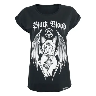 Black Blood by Gothicana T-Shirt with Demonic Cat T-Shirt black