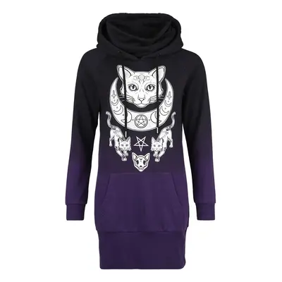 Gothicana by EMP Hoodie Dress with Cat Print Short dress black lilac