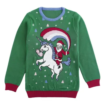 Ugly Christmas Sweater Unicorn and Santa Sweatshirt multicolour