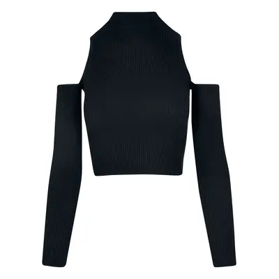 Urban Classics Ladies Rib Knit Cut Out Sleeve Longsleeve Long-sleeve Shirt black