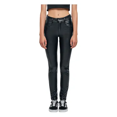 Urban Classics Ladies’ mid-waist faux-leather trousers Imitation Leather Trousers black