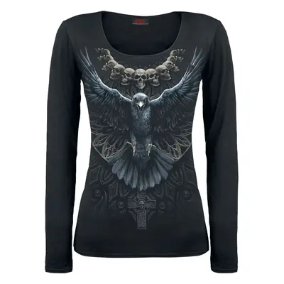 Spiral Raven Skull Long-sleeve Shirt black