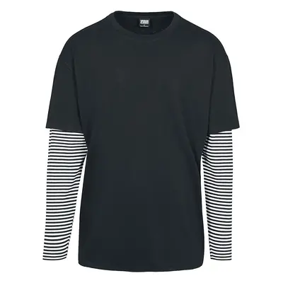 Urban Classics Oversized Double Layer Striped LS Tee Long-sleeve Shirt black white